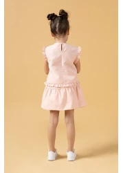 Minipodyum Girl's Balloon Skirt and Bow Detailed Summer Double Suit