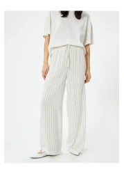Koton Wide Leg Trousers with Laced Waist and Elastic