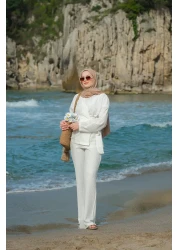 LOCCO بدلة غوفري نسائية باللون الأبيض