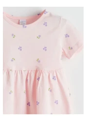 LC Waikiki فستان بناتي مزين بالزهور برقبة دائرية