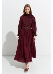 KADRİYE BAŞTÜRK Nora Pleated Skirt Claret Red
