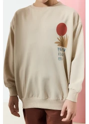 TRENDYOLKIDS Boy Beige Printed Knitted Suit - Tkdaw25Au00144