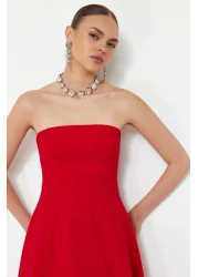  Collection Red A-Line Strapless Woven Stylish Evening Dress Tprss24El00139