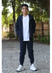 han collection طقم بدلة رياضية من كارديجان وبنطلون رياضي بسحاب وغطاء للرأس وجيب الكنغر