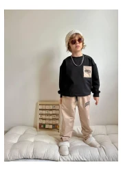 YİGİT BUTİK Boy's Bottom Top Set with Shirt Pockets