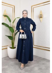 HARMAN BUTİK Women's Belden Elastic Pocket Detailed Denim Dress