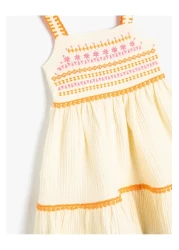 Koton Cotton Muslin Strap Dress - Layered and Embroidered