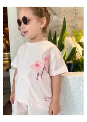 Next Baby Laciel Paris Soft Pink Tulle Floral Print Short Sleeve Shorts Bottom Top Set