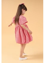 Minipodyum فستان بالون بإبزيم منقوش من القماش القطني للفتيات