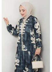 InStyle فستان فيسكوز كاجوال بنمط بيضاوي من أنثراسايت