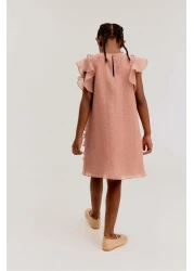 H&M فستان بتفاصيل الكشكشة