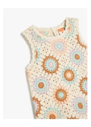 Koton Round Neck Knit Detailed Sleeveless Cotton Knitwear Dress