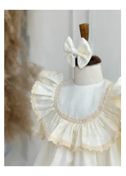 Hobidik Cotton Satin Cream Mevlüt Dress Set for Baby Girl