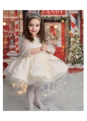 Hly Karol Tasarım Pearl Lady Vintage Baby Girl Dress, Birthday, Photo Shoot Dress, Suitable for 0-12 Years Old