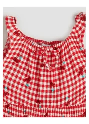 LC Waikiki Lcw Kids Red Square Neck Plaid Girl Dress