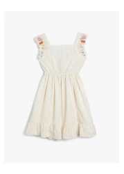 Koton Cotton Dress - Ruffle Detail and Embroidered Sleeves