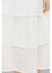  Collection Ecru Skirt Waist Opening Maxi Brode Woven Dress Twoss25El00295