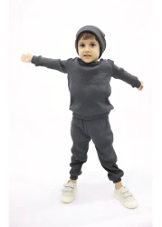 BALKABAĞI Anthracite Melange - Smoked Corded Unisex Baby & Kids 3-Piece Set/Set