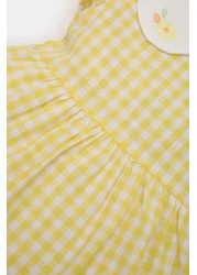 Defacto Baby Girl Bebe Collar Check Short Sleeve Poplin Summer Dress C4536A525Sm