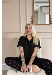 Pijamaevi طقم بيجامة مارلينكا بأزرار أمامية منقوشة باللون الأسود من نوير فرايز