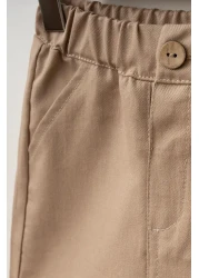 Magu بدلة بيبي بوي قطن بيج مطرزة بالصبار