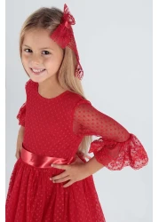 AHENGİM Girl's Trendy Evening Dress - BucKle and Tulle Lace, Ak2209