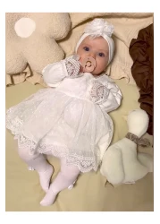 Jammybaby Newborn Tulle Lace Baby Girl Mevlüt Dress and Bandana Set - 100% Cotton Combed