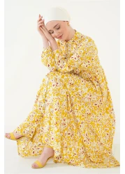 Bigdart 2144 فستان منقوش بياقة القاضي