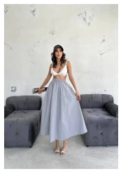 İLKCET MODA تنورة نسائية فضفاضة من قماش المظلة