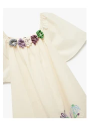 Koton Cotton Dress with Embroidered Floral Applique Detail