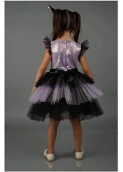 EXTRAÇARŞI Kuromi Crown Accessory Sequin Printed Girl's Dress Age 3/10