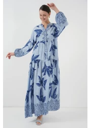 Bigdart 2423 فستان منقوش أصلي - أزرق - كحلي