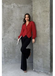 RB CLUB Chiffon Blouse - Button Detailed Sleeves