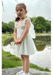 Baby Animals Baby Girl and Child Dress - for Birthday and Party Wedding, Short Sleeve Dress with Lace and Lining