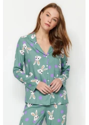  Collection Multicolor Rabbit Print Viscose Woven Pajamas Set Thmaw21Pt0048