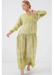 Bigdart 2423 Authentic Patterned Hijab Dress - Green 8