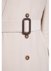  Modest Stone Belt Shirt Collar Woven Dress Tctss25Eb00003