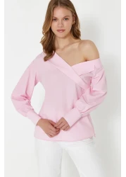  Collection Pink Boat Neck Woven Blouse TWOSS24BZ00553