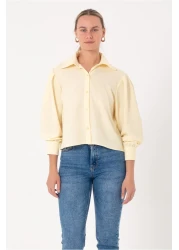 SCREENSHOT قميص نسائي أصفر فيسكوز 100% / مثالي للمناسبات اليومية والخاصة