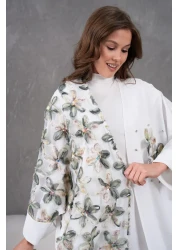 Miss Allos Women's Tulle Flower Embroidered Stone Detailed Kimono and Trouser Top Set