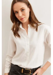 Olalook قميص نسائي أبيض لامع منسوج GML-19001152