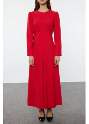  Modest Tctaw25Eb00110 Model Dark Red Woven Dress
