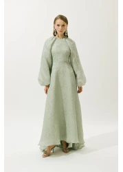 Manuka فستان سهرة من قماش الجاكار الأورجانزا بالنعناع