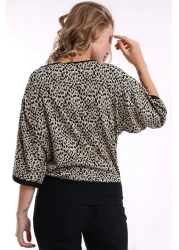 Şiir بلوزة Melipilla النسائية ذات الاسم الفهد والتعامل مع القطن الممشط