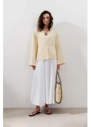 Manuka بلوزة كتان بزر واحد أصفر