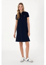 U.S. Polo Assn. Women's Navy Blue Polo Neck Mini Length Knitted Dress 50305853-Vr033
