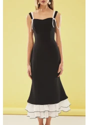  Collection Black-White Bowknot Woven Evening Dress with Hemline Detail, Wedding/Wedding Chic Tprss25El00022