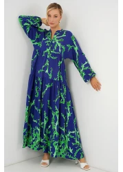 Bigdart 2423 Authentic Patterned Hijab Dress - Purple-Green