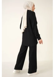 Bigdart T5858 Knitted Hijab Double Set - Black