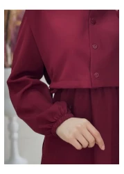 Ebrar Store Liyan Waist Elastic Vest Dumbbell Dress-Mf1750 Burgundy